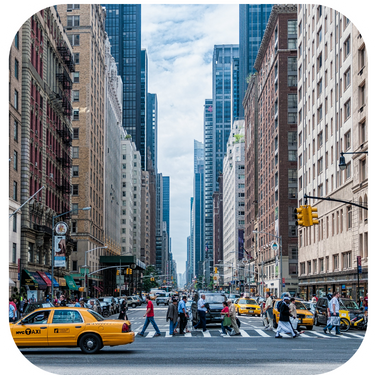 Covert & Aesthetic image of urban city with people crossing the street